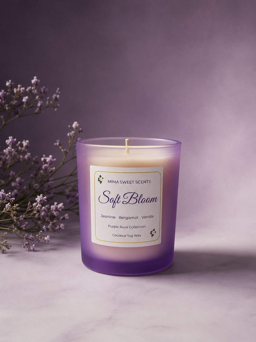  "Soft Bloom Candle - Sweet Jasmine, Bergamot & Vanilla by Mima Sweet Scents 7oz"